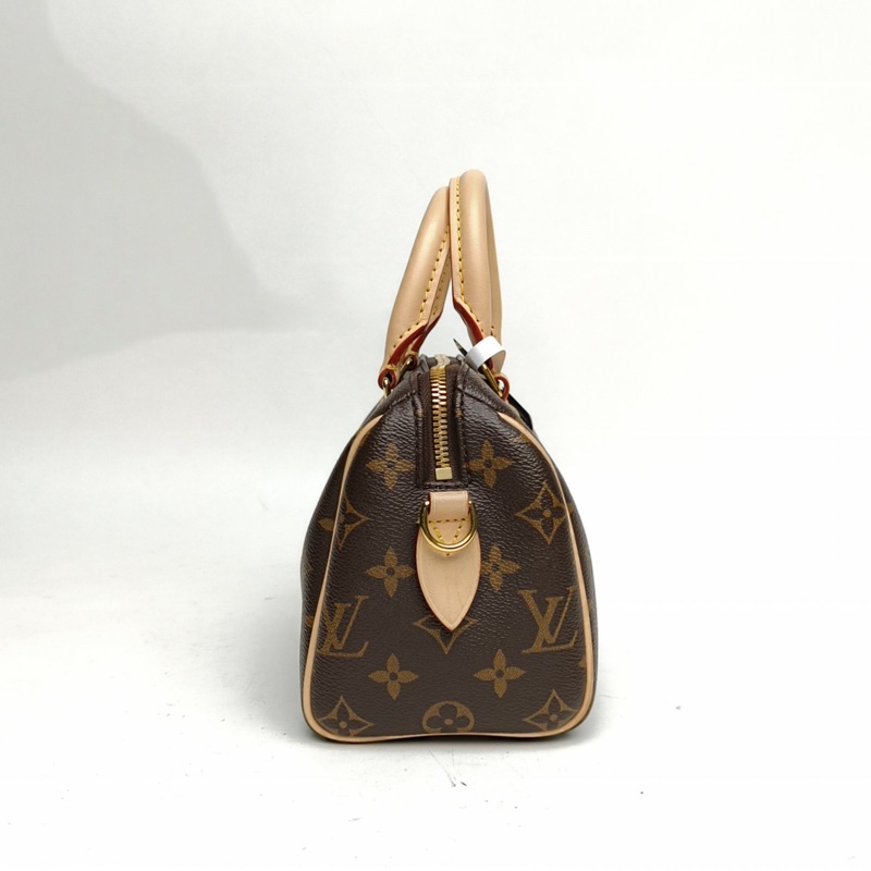LOUIS VUITTON Speedy20可拆卸黑白寬肩帶老花PVC晶片肩背包-1