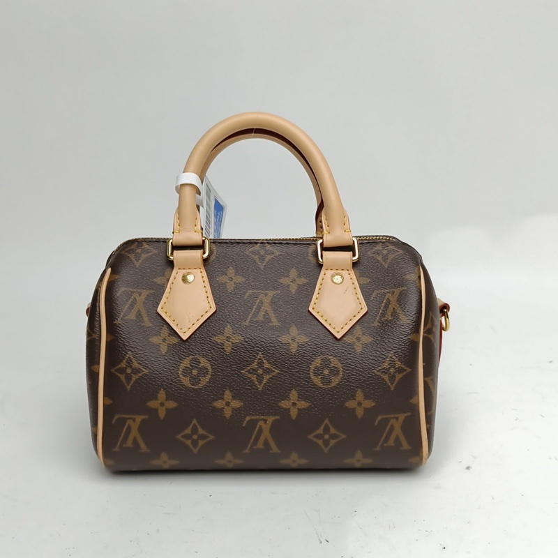 LOUIS VUITTON Speedy20可拆卸黑白寬肩帶老花PVC晶片肩背包-2
