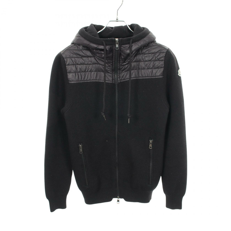 MONCLER 連帽衫 9413600 羊毛尼龍 黑色 #S 二手男款-0