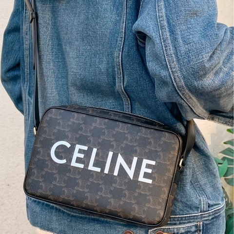 CELINE老花白色字母LOGO相機包194502