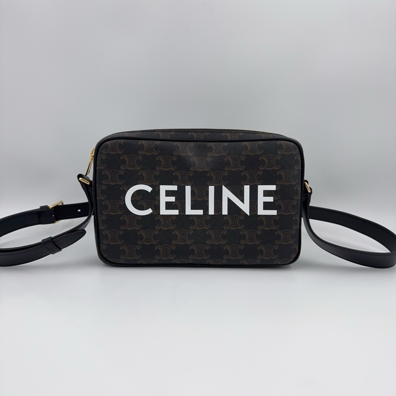 CELINE老花白色字母LOGO相機包194502-2