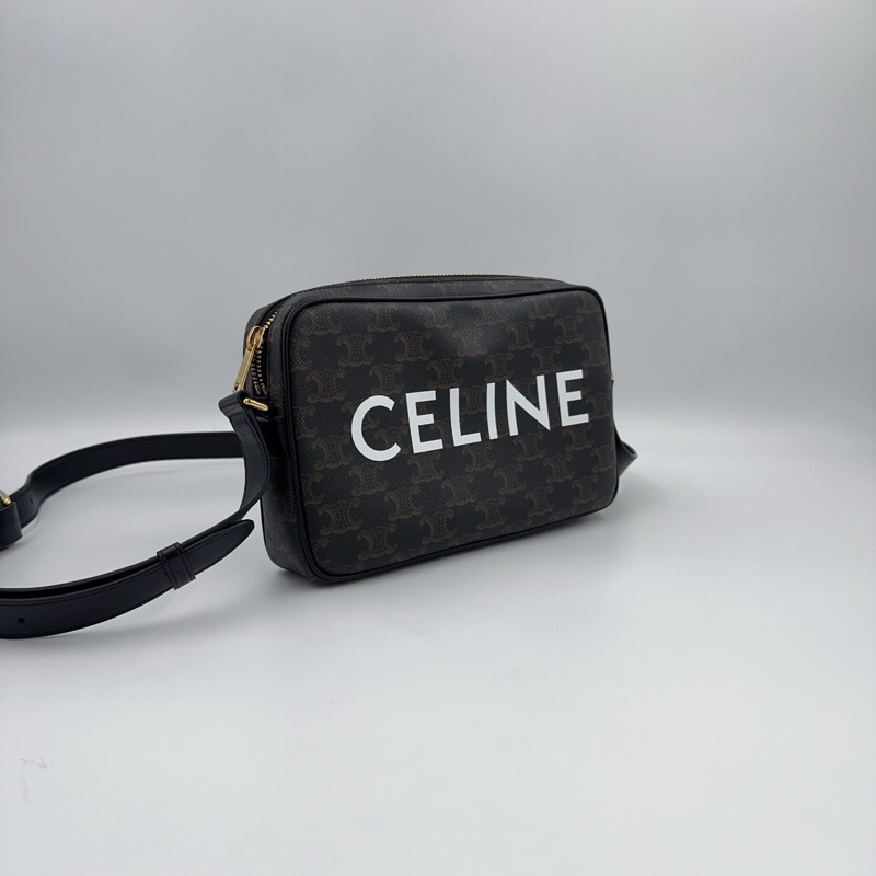 CELINE老花白色字母LOGO相機包194502-3