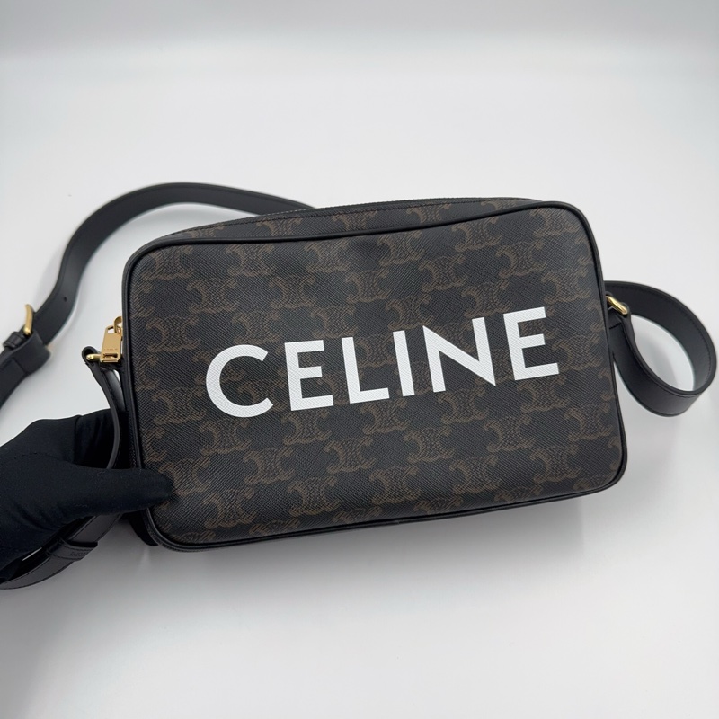 CELINE老花白色字母LOGO相機包194502-15