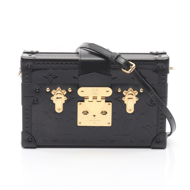 LOUIS VUITTON Petit Malle 單肩斜背包 M54180 Vernis Noir 二手女式-0