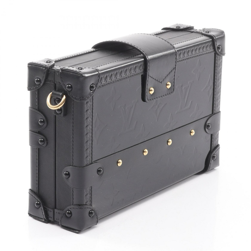 LOUIS VUITTON Petit Malle 單肩斜背包 M54180 Vernis Noir 二手女式-1