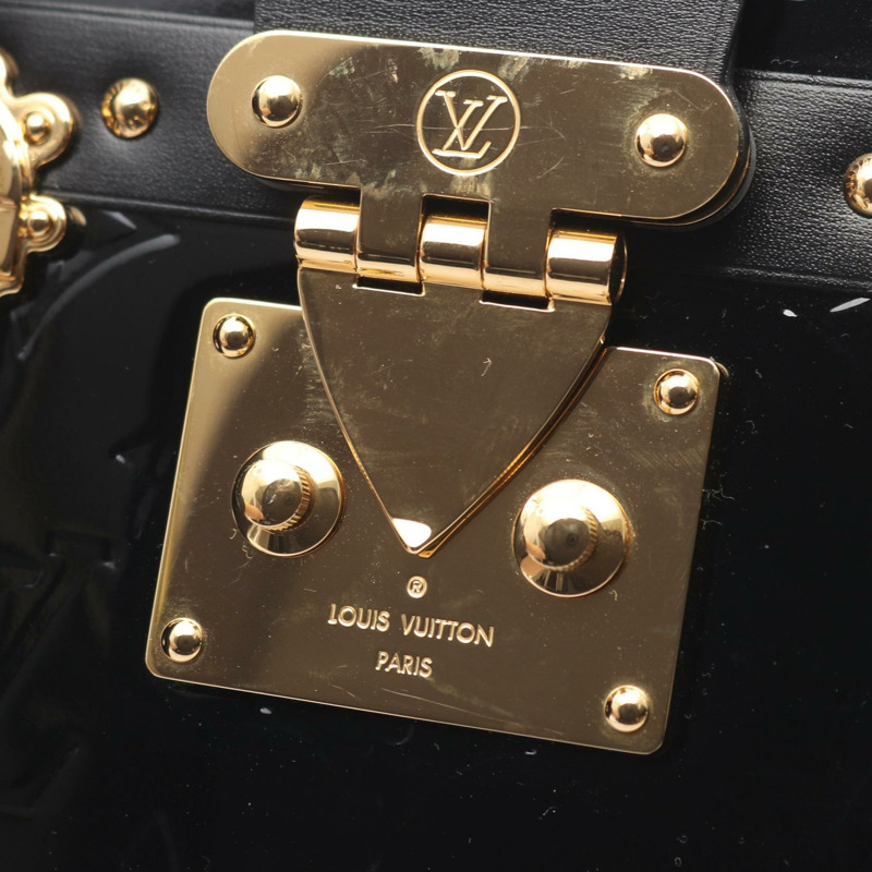 LOUIS VUITTON Petit Malle 單肩斜背包 M54180 Vernis Noir 二手女式-8