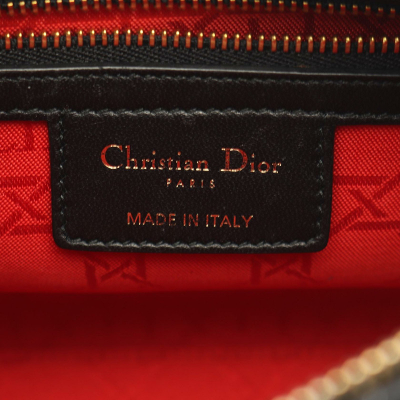 Christian Dior LADY DIOR Cannage 帆布手提單肩包,黑色皮革,二手女款-3