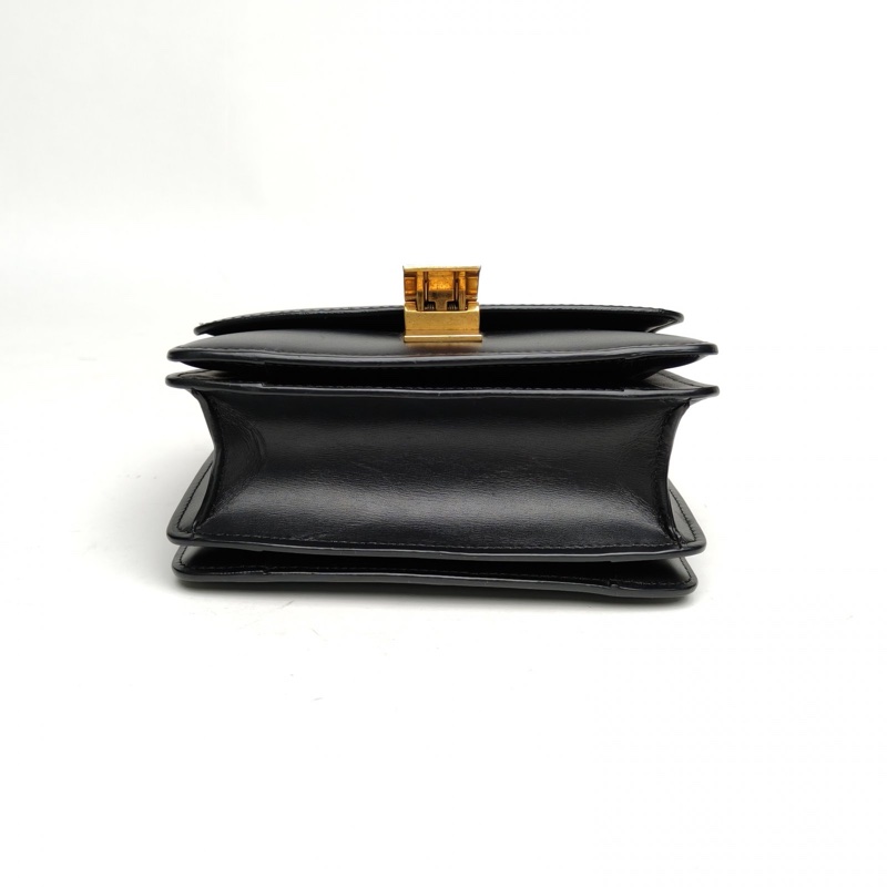 CELINE ClassicBox小號黑色牛皮金扣肩背包-3