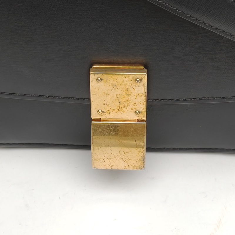 CELINE ClassicBox小號黑色牛皮金扣肩背包-4
