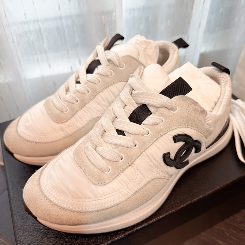 二手精品自賣❤️香奈兒Chanel黑白經典款百搭雙C logo休閒運動鞋👟36號-0