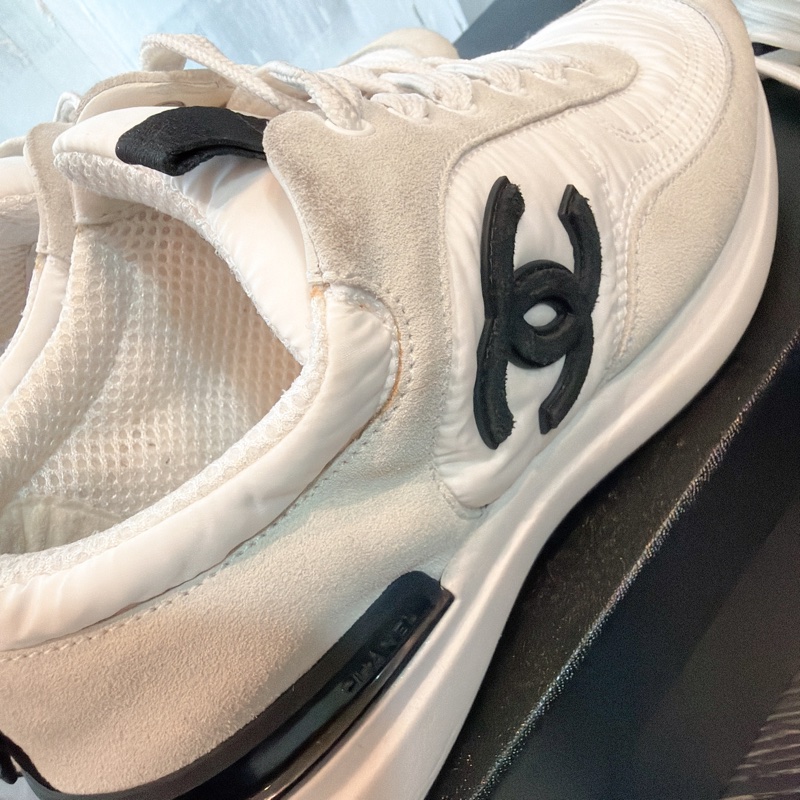 二手精品自賣❤️香奈兒Chanel黑白經典款百搭雙C logo休閒運動鞋👟36號-2