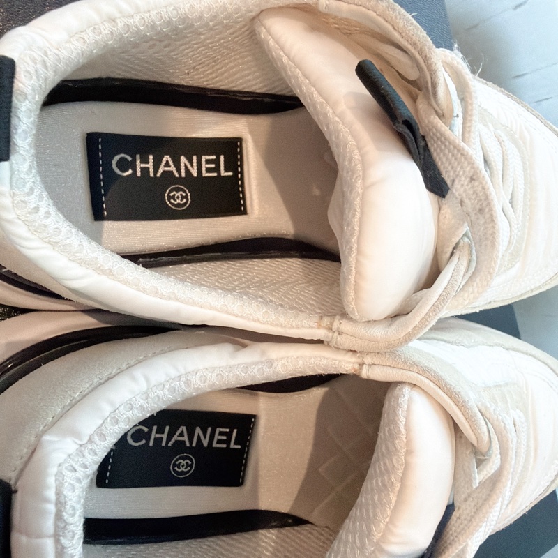 二手精品自賣❤️香奈兒Chanel黑白經典款百搭雙C logo休閒運動鞋👟36號-11
