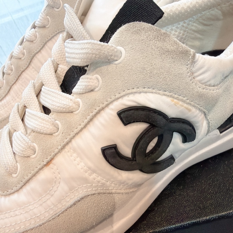 二手精品自賣❤️香奈兒Chanel黑白經典款百搭雙C logo休閒運動鞋👟36號-15