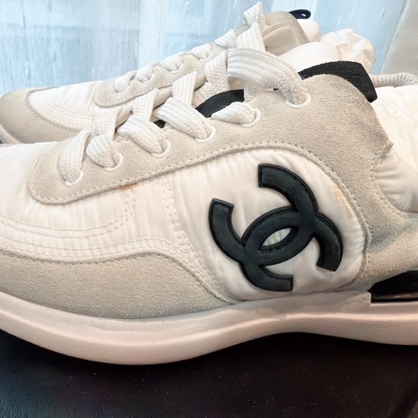 二手精品自賣❤️香奈兒Chanel黑白經典款百搭雙C logo休閒運動鞋👟36號-16