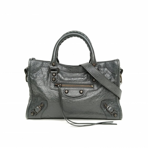 BALENCIAGA CLASSICCITY機車包小號深灰色羊皮新款肩背包
