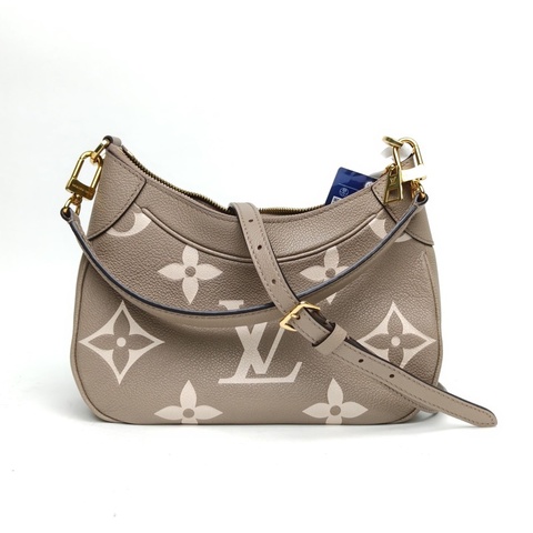 LOUIS VUITTON Bagatelle腋下包大象灰牛皮晶片印花灰色