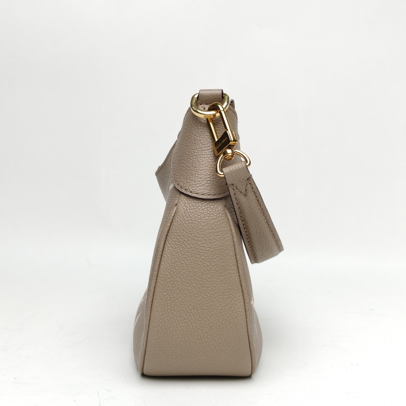 LOUIS VUITTON Bagatelle腋下包大象灰牛皮晶片印花灰色-1