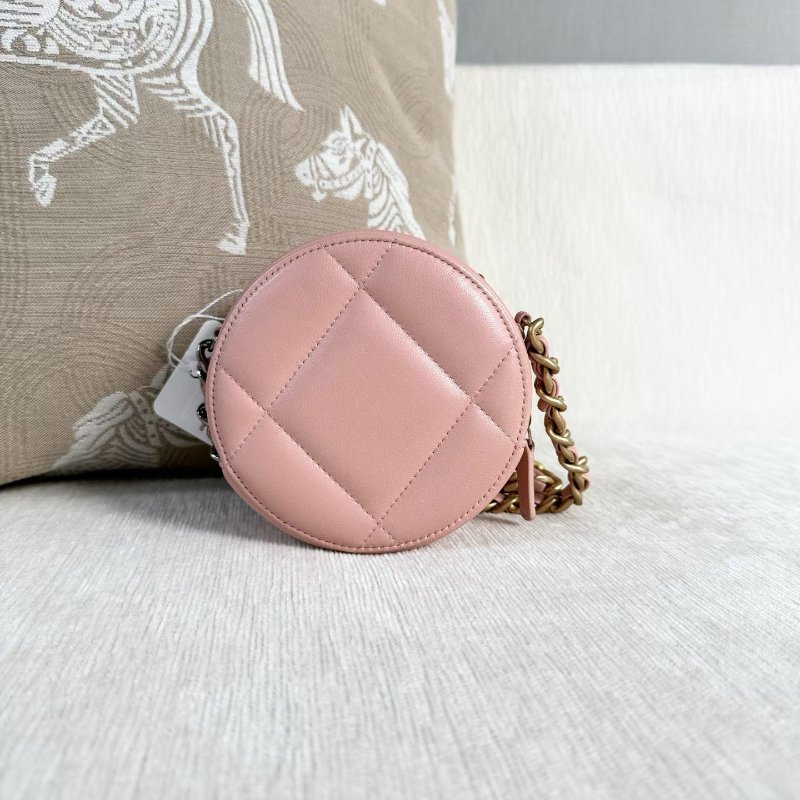 Chanel 19bag小圓餅mini 粉色 金扣 羊皮 15*12*5.5 98新配件塵袋-5