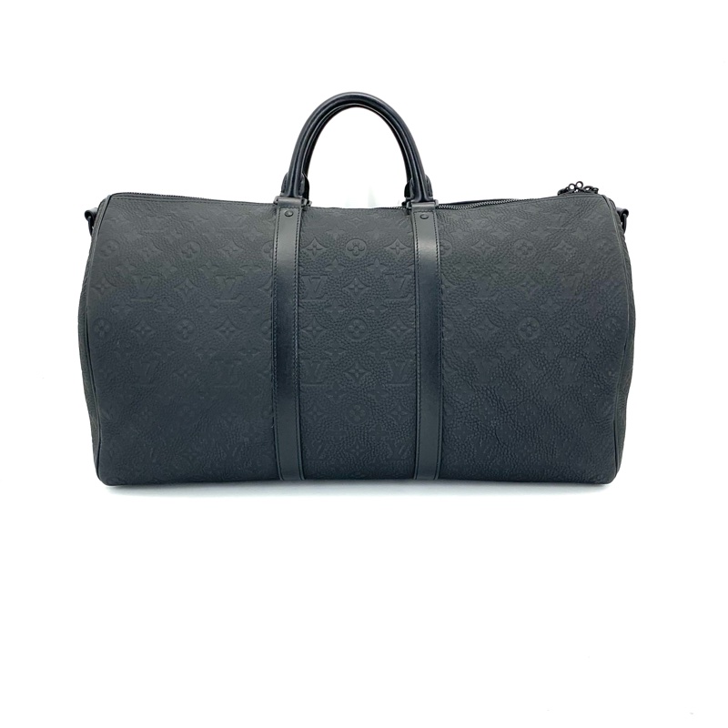 ✨99新🆕LV/路易威登 黑色全皮壓花keepall50旅行袋 黑色五金 可拆卸肩帶 ❤️正品保障-1