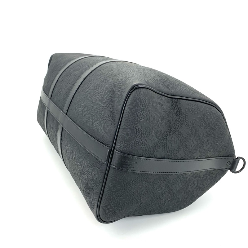 ✨99新🆕LV/路易威登 黑色全皮壓花keepall50旅行袋 黑色五金 可拆卸肩帶 ❤️正品保障-4