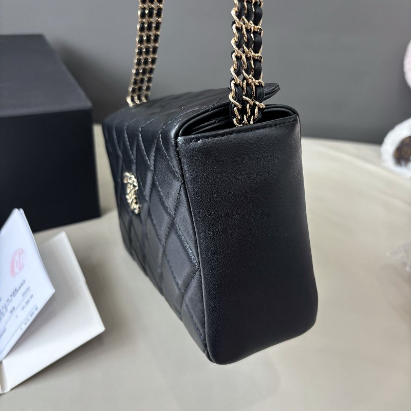 近新品 香奈兒/Chanel 黑金羊皮盒子包 芯片款-2