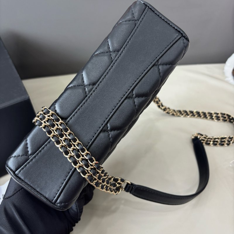 近新品 香奈兒/Chanel 黑金羊皮盒子包 芯片款-7