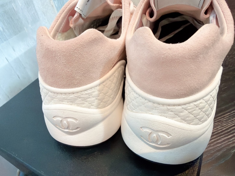 二手精品自賣❤️近新香奈兒Chanel粉色系麂皮休閒鞋👟36號-3