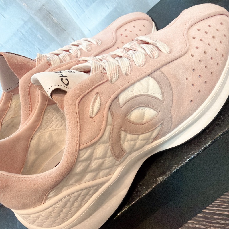 二手精品自賣❤️近新香奈兒Chanel粉色系麂皮休閒鞋👟36號-4