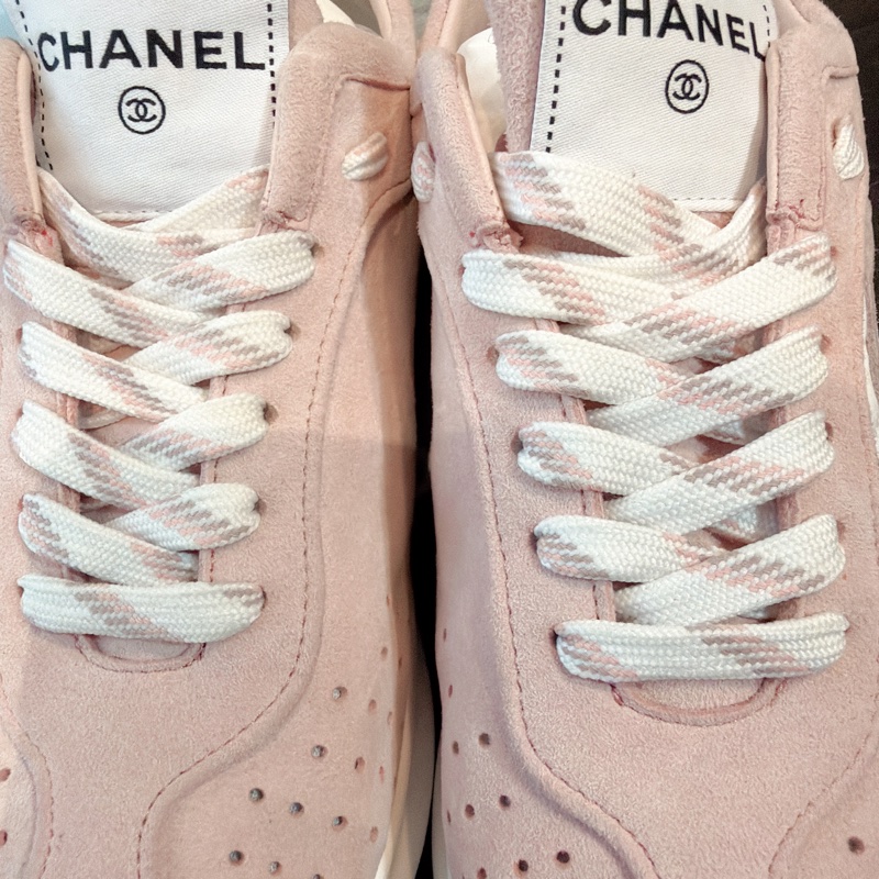 二手精品自賣❤️近新香奈兒Chanel粉色系麂皮休閒鞋👟36號-7