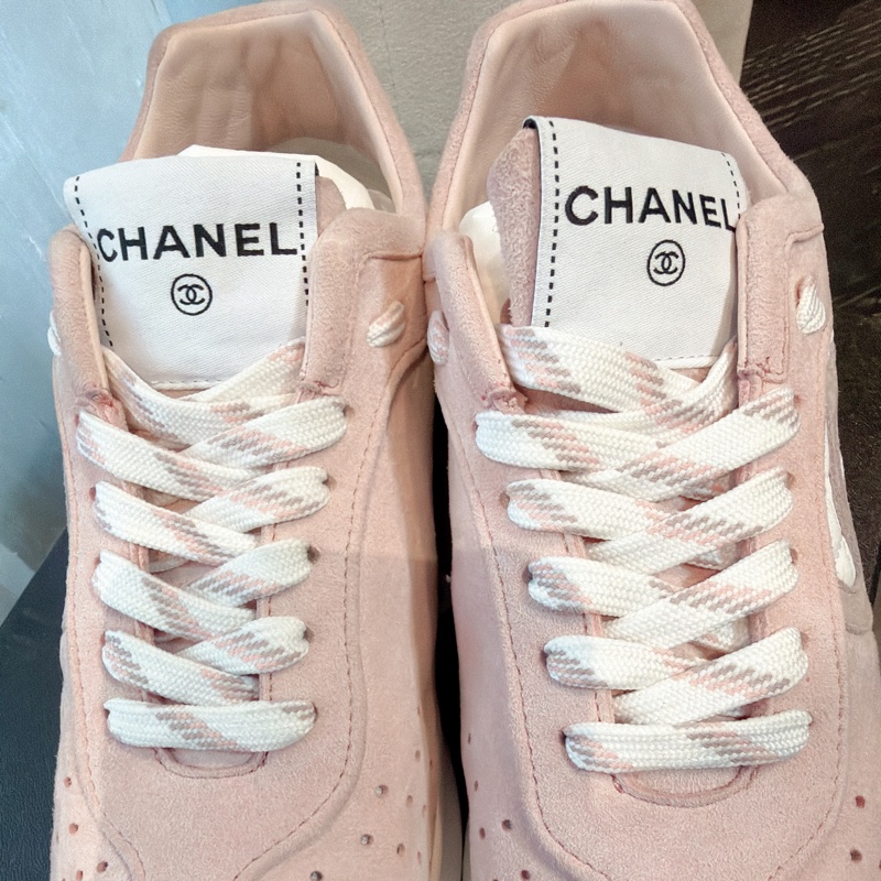 二手精品自賣❤️近新香奈兒Chanel粉色系麂皮休閒鞋👟36號-8