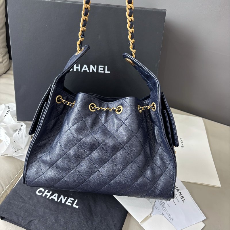 閒置新 香奈兒/Chanel 深藍色荔枝紋牛皮25bag 小號 芯片款-6