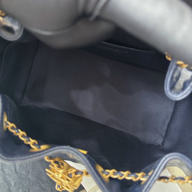 閒置新 香奈兒/Chanel 深藍色荔枝紋牛皮25bag 小號 芯片款-8