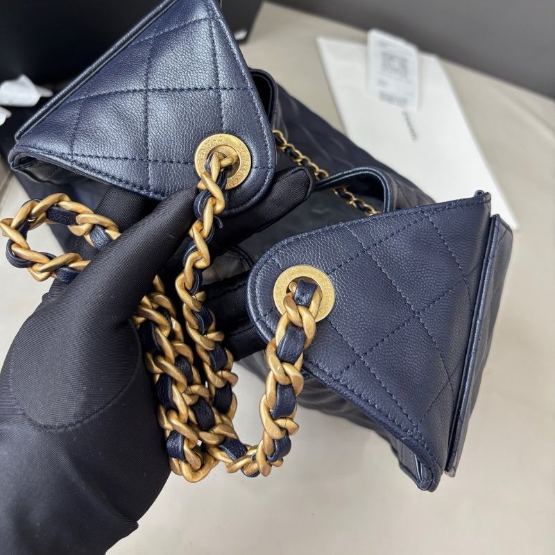 閒置新 香奈兒/Chanel 深藍色荔枝紋牛皮25bag 小號 芯片款-9