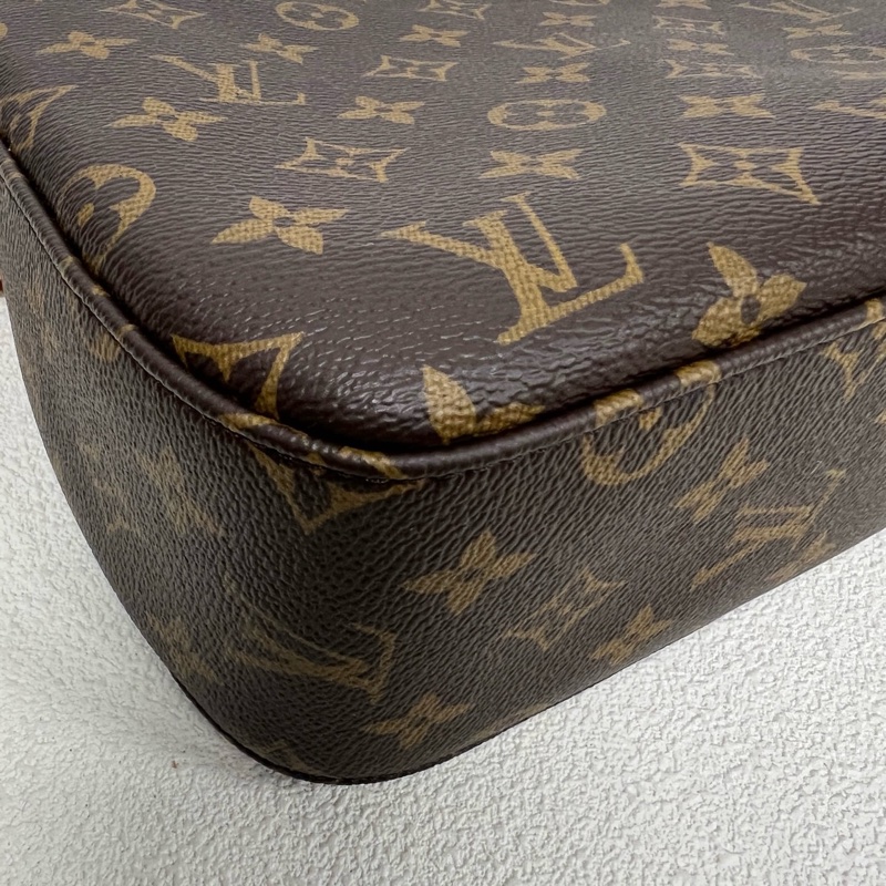 ✨99新🆕LOUIS VUITTON SLOUCHY 小號 棕色塗層帆布老花單肩包 腋下包 金色五金 ❤️正品-5