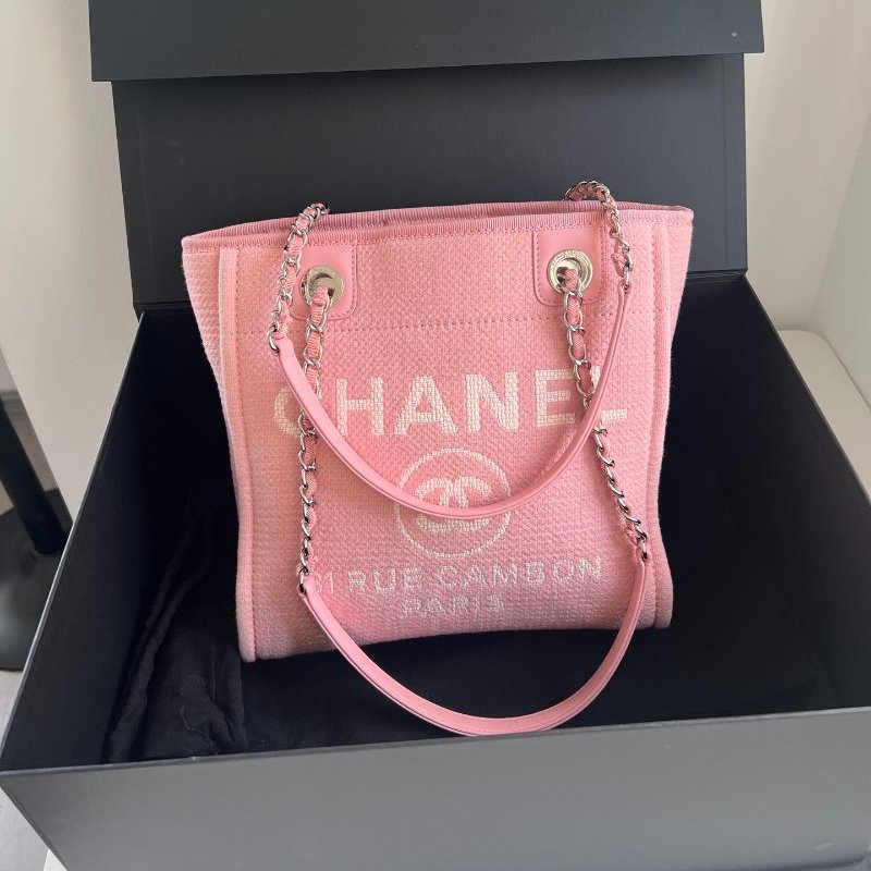 芯片款 香奈兒/Chanel 粉色沙灘托特鏈條包-5