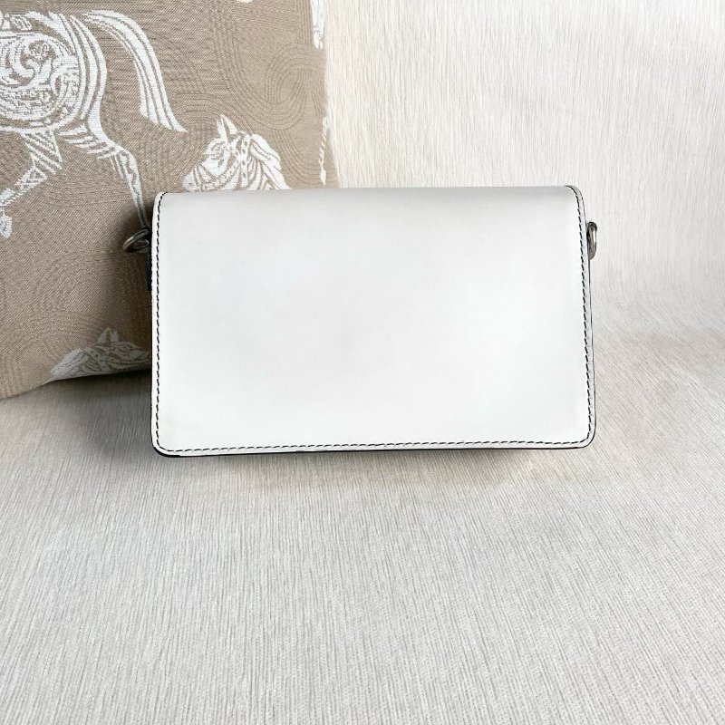 Dior JADIOR翻蓋肩背斜背包 白色銀扣 牛皮 24*14*8 98新配件塵袋 肩帶-5