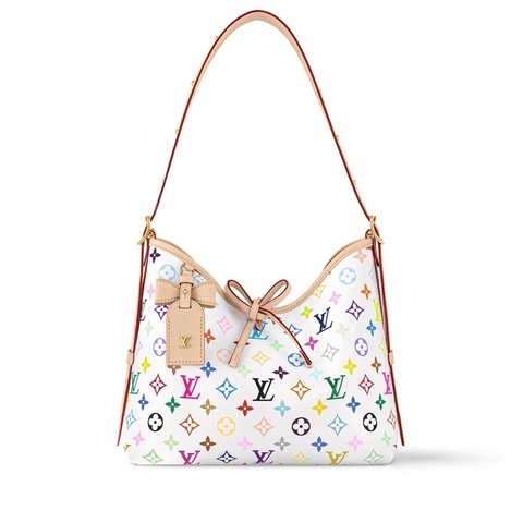 ✨99新🆕LV/路易威登x村上隆 白三彩 Carryall 小號手提包腋下包單肩包 金扣❤️正品保障