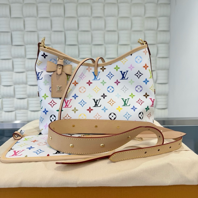 ✨99新🆕LV/路易威登x村上隆 白三彩 Carryall 小號手提包腋下包單肩包 金扣❤️正品保障-1