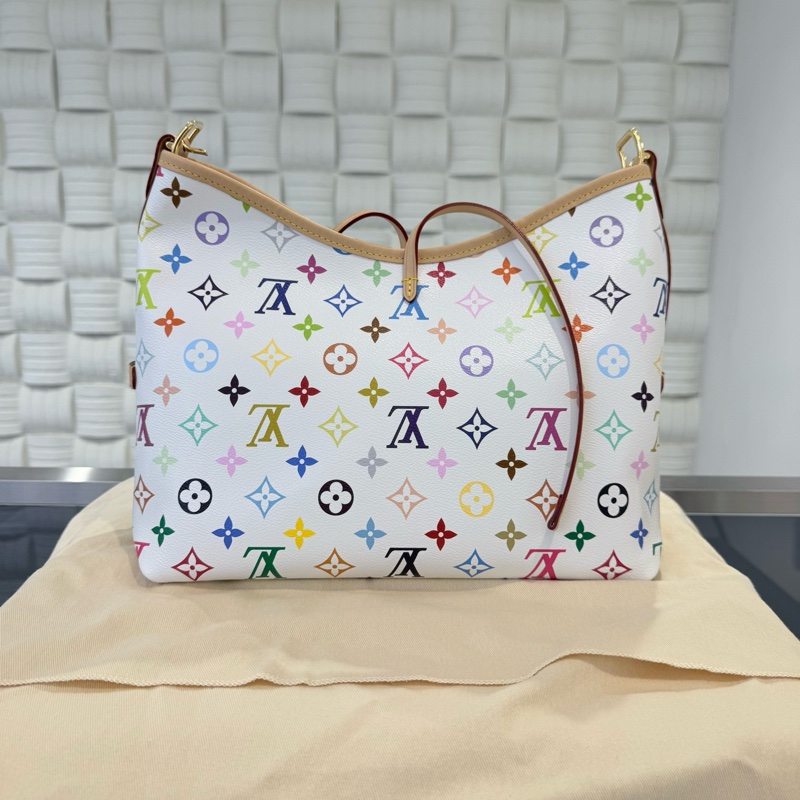 ✨99新🆕LV/路易威登x村上隆 白三彩 Carryall 小號手提包腋下包單肩包 金扣❤️正品保障-3