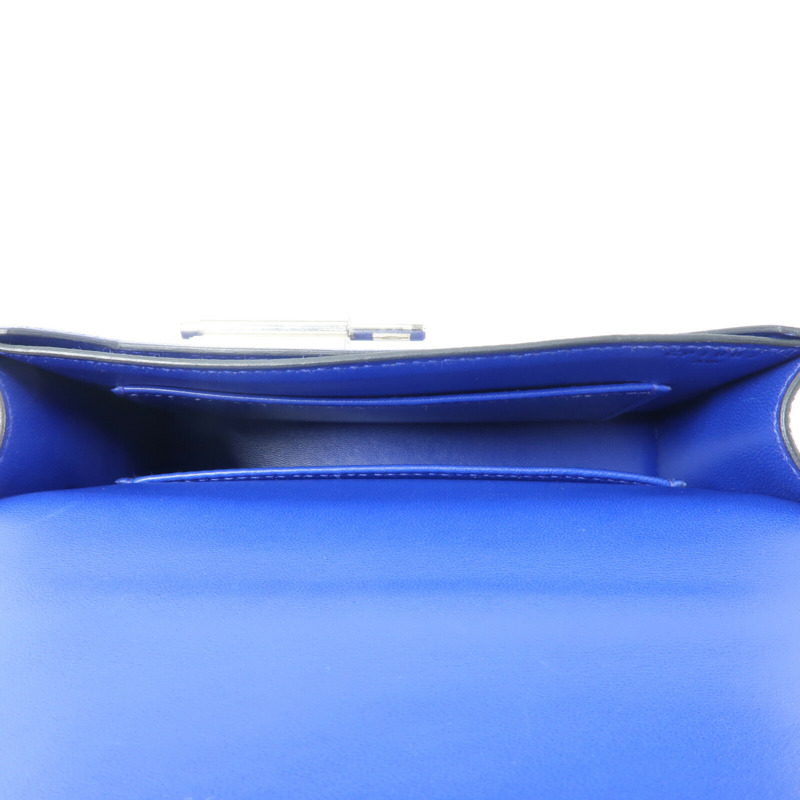 HERMES Chevre皮革Verrou Mini鏈帶肩背袋Bleu Electrique-4