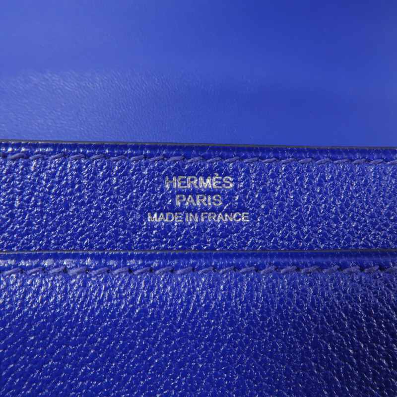 HERMES Chevre皮革Verrou Mini鏈帶肩背袋Bleu Electrique-5
