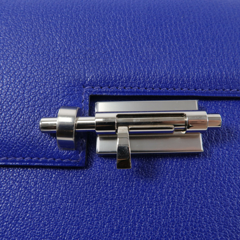 HERMES Chevre皮革Verrou Mini鏈帶肩背袋Bleu Electrique-6