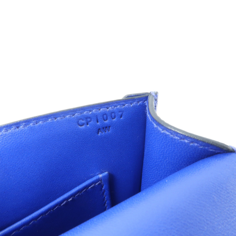 HERMES Chevre皮革Verrou Mini鏈帶肩背袋Bleu Electrique-7
