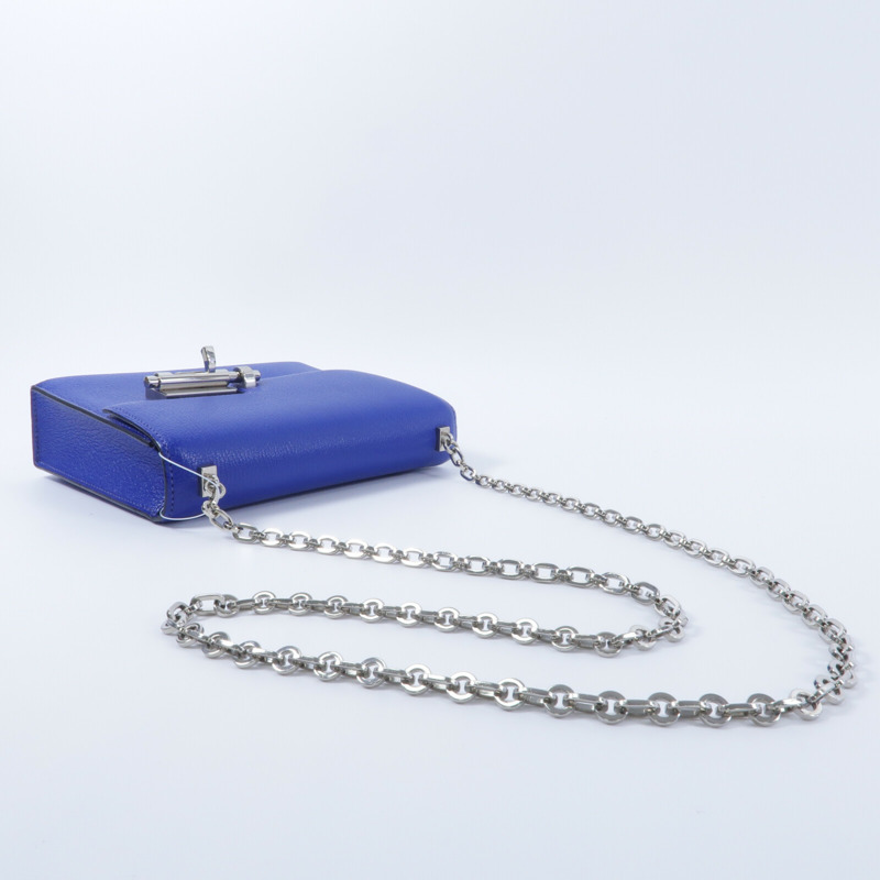 HERMES Chevre皮革Verrou Mini鏈帶肩背袋Bleu Electrique-8