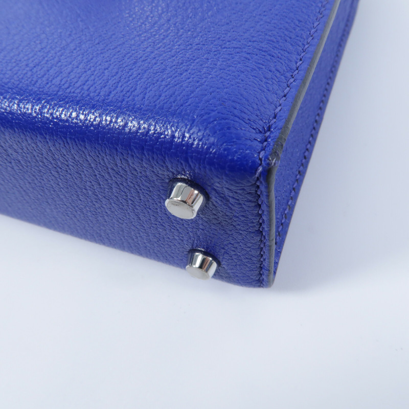HERMES Chevre皮革Verrou Mini鏈帶肩背袋Bleu Electrique-11