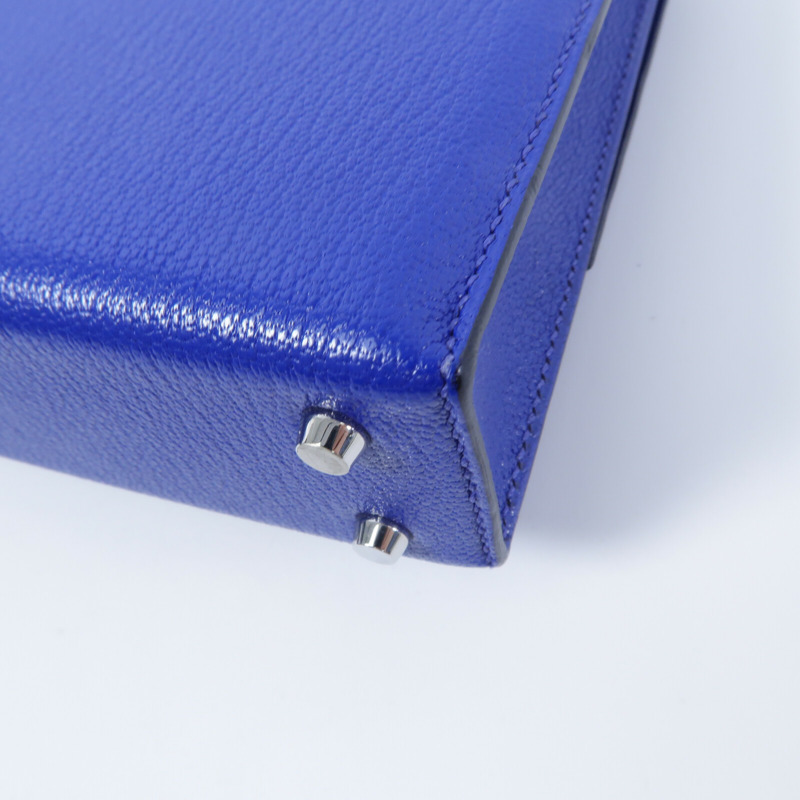 HERMES Chevre皮革Verrou Mini鏈帶肩背袋Bleu Electrique-13