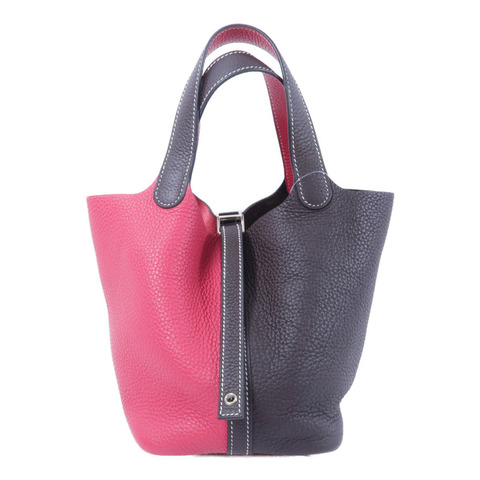 HERMES Clemence皮革Picotin PM手挽袋Rouge Sellier/Frambo