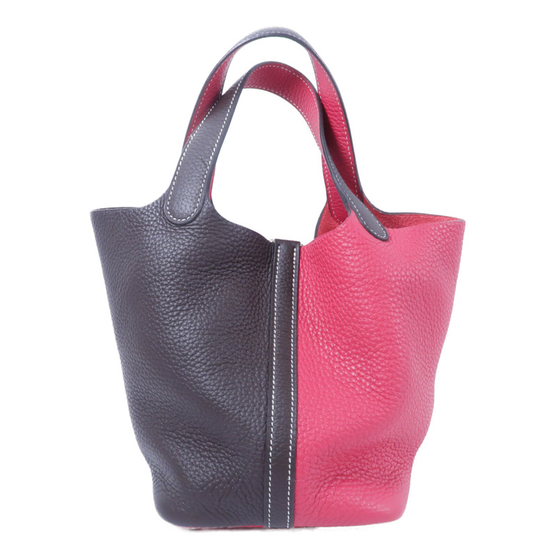 HERMES Clemence皮革Picotin PM手挽袋Rouge Sellier/Frambo-1