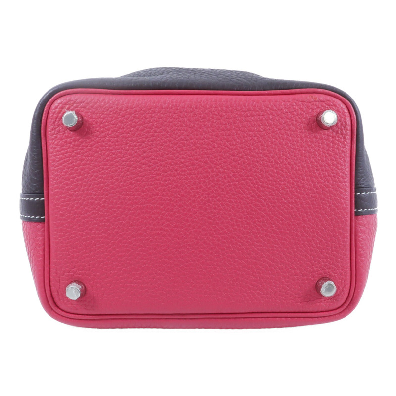 HERMES Clemence皮革Picotin PM手挽袋Rouge Sellier/Frambo-3
