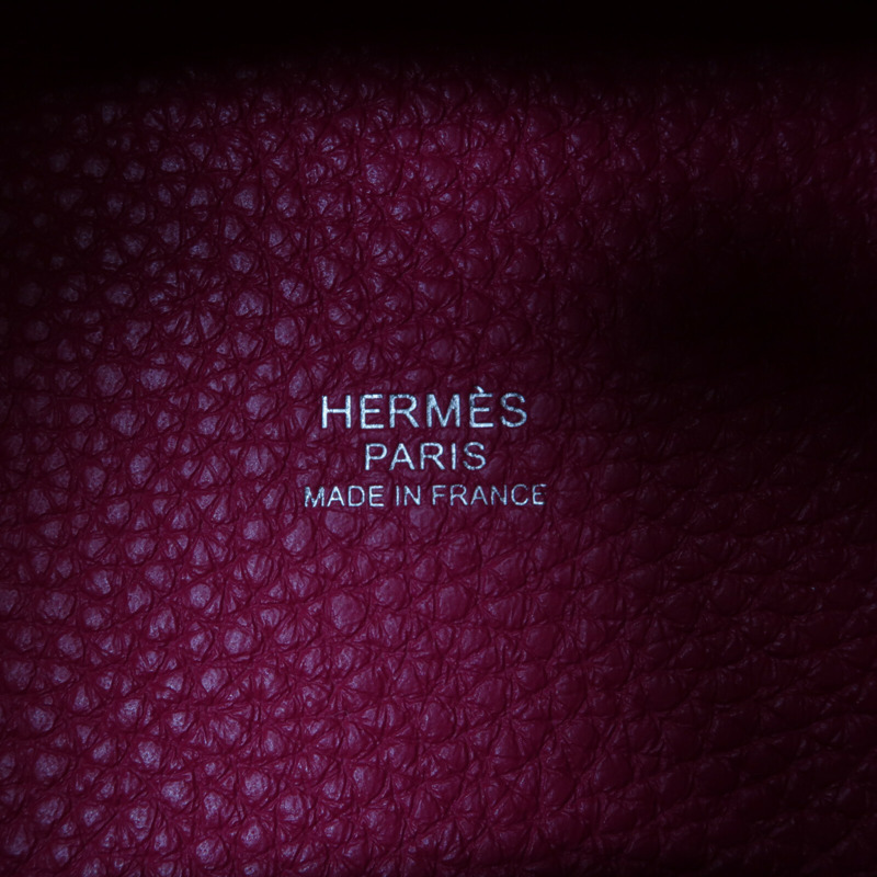 HERMES Clemence皮革Picotin PM手挽袋Rouge Sellier/Frambo-5